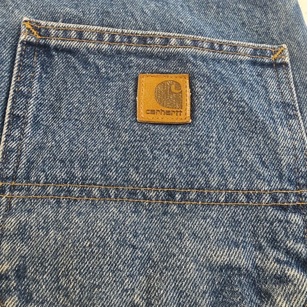 Carhartt B247 DST Dungaree Fit Carpenter Jeans Mens 34x32 Blue Denim Workwear - Picture 4 of 5